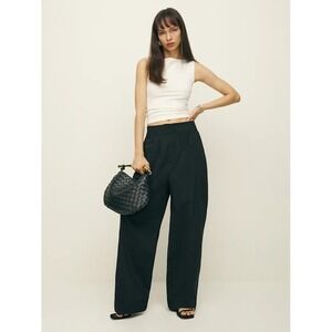 Reformation Black Wide-Leg Trousers